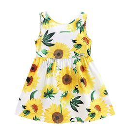 Girl's Dresses Toddler Sunflowers Skirt Baby Summer Dress Kids Clothes Girls Sleeveless Princess Suspender 230412