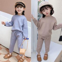 Clothing Sets Autumn Girls Casual Loose Sweater Pants Suit 2pcs Children Knitted Winter Set Baby Clothes