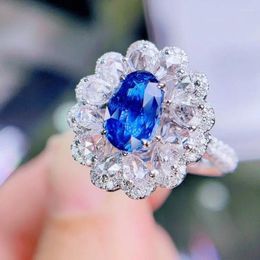 Cluster Rings HJY GUILD Blue Sapphire Ring 2.03ct Real 18K Gold Natural Unheat Cornflower Gemstone Diamonds Stone Female
