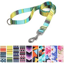 Soft Dog Lead Leash with Bohemia Floral Tribal Geometric Patterns,Comfortable Lightweight Dog Training Walking Lead Leashes with 2 D-Ring for Small Medium Large Dogs