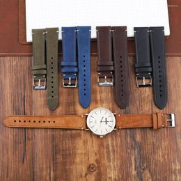 Watch Bands Vintage Genuine Cow Leather Strap 18mm 19mm 20mm 22mm Handmade Watchband Brown Replacement Belts For Accessories