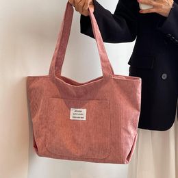 Evening Bags Corduroy Handbags Large Capacity Women Shoulder Female Tote INS Fashion Simple Casual Design Big Girls School