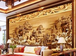 Wallpapers Chinese Murals Wallpaper 3d Mural Designs Classical Lotus Carvings Modern For Living Room