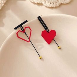 Stud New Style Fashion Vintage Red Color Heart Geometric Earring for Women 2020 Girl Irregular Jewelry South Korea Stud Earrings P230411