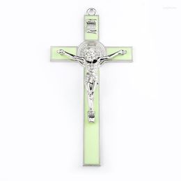 Pendant Necklaces Night Light Drops Oil Christian Wall Hanging Jesus Noctilucent Cross Church Crucifix Ornament Sacrament Rood Catholi