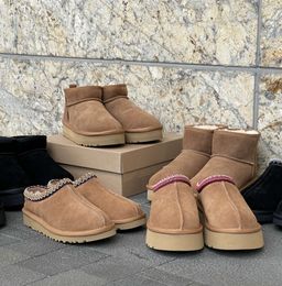 Tasman Slippers Tazz Slides Mustard Seed Sheepskin Shearling Classic Ultra Mini Platform Boot Winter Mules Women Men Slip-on Shoes Suede Upper Wool Fall UGGsityvvc