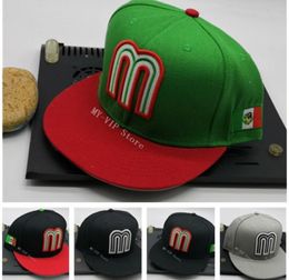 2024 15 Colours HOT Mexico Fitted Caps Green Red Brown Letter M Grey Black Red Hip Hop Size Hats Baseball Caps Adult Flat Peak For Men Women Flat Full Closed Cap AR13-02