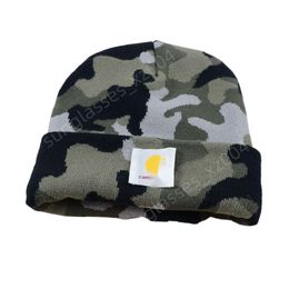 Carharttlys Beanie Hat Designer Original Quality Camouflage Striped Wool Hat Winter Thickened Outdoor Casual Warmth Keeping Knitted Hat Jacquard Cold