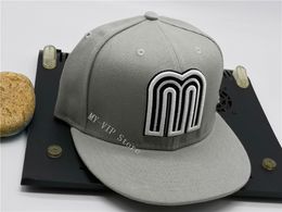 2023 Good Quality Mexico Fitted Letter M Grey Black Red Hip Hop Size Hats Baseball Caps Adult Peak for Men Women Flat Full Closed Cap AR13-01