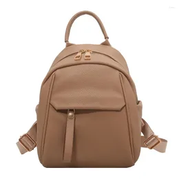 School Bags Women's Backpack Fashion High Quality Waterproof Solid Color Leather College Style Travel Rucksack For Girl Boys