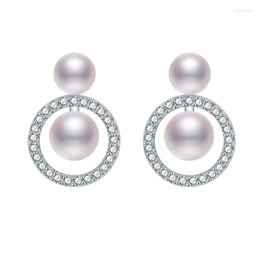 Stud Earrings Luxury S925 Sterling Silver Real Natural Pearl Earings For Women's Fashion Double Design