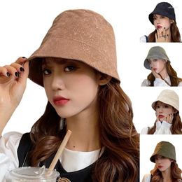 Berets Fashion Fisherman Hat Plain Basin Bucket Face Small Casual Wild Without Makeup Girl Goout Foldable Cap