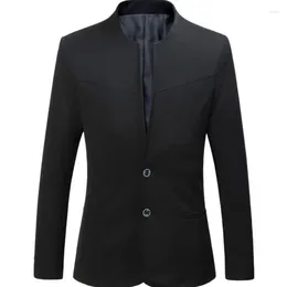 Men's Suits Autumn Casual Standing Collar Blazers Slim Two Button Retro Chinese Mountain Suit