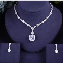 Necklace Earrings Set ACCKING Luxury Bridal Full Cubic Zirconia Heart For Women Dubai African CZ Stone Wedding