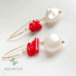 Dangle Earrings 11-12mm Natural Baroque Freshwater Pearl Classic Cultured