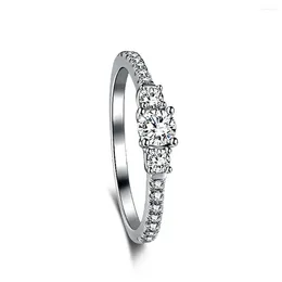 Cluster Rings S925 Sterling Silver Single Row Diamond Zircon Ring Female Index Finger