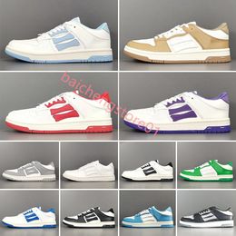 Casual Shoes Skel Top Low Genuine Leather Sneaker Designer Mens Womens shoe Leather Bones Skeleton applique upper low-cut runner sports men Sneakers b8