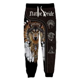 3d Print Men Women Native Indian Wolf Sweat Harajuku Full Length Sweatpants Winter Pants Casual Funny Trousers002