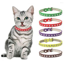 Dog Collars Super Shining Rhinestone Cat Collar Puppy Baby Leather Strap Kitten Accessories Adjustable Anti-Lost