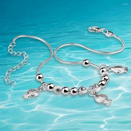 Anklets Sweet Lucky Round Bead Anklet 925 Sterling Silver Fish Women Fashion Goldfish Foot Ornaments Beautiful Gifts