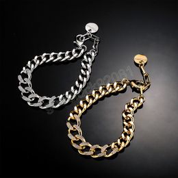 Half Zircon Cuban Chain Bracelet Iced Out Chain Link Bracelet for Men Women Hip Hop Zircon Hand Chain
