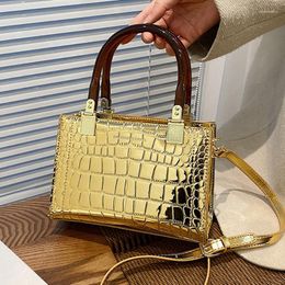 Evening Bags Patent Leather Handbags For Women 2023 Small Square Bag Stone Woman Shoulder Fashion Party Crossbody Female