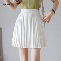 Skirts Women Pleasted Skirts Womens Casual High Waist Summer Skirt Elegant Korean Women Clothes White Black Sexy Short Mini Skirt 230413