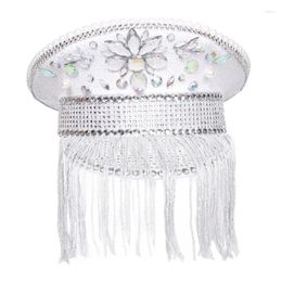 Berets Bejeweled Hat Shimmering Captain Crystal For Music Festivals Encrusted