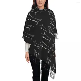 Berets Pablo Picasso Line Art Wild Wiener Dog Dachshund Pattern Scarf Wrap Long Winter Fall Warm Tassel Shawl Badger Scarves