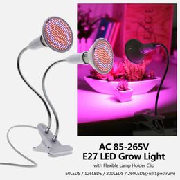 Grow Lights LED Grow Light 60 126 200 260Leds E27 110V 220V Phyto Lamp Full Spectrum LED Grow Light E27 Led Growing Lamps For Plant P230413
