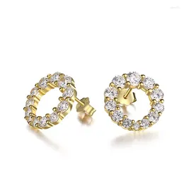 Stud Earrings S925 Sterling Silver Full Diamond Round Niche Design High Sense Of Cold Air Simple And Fashionable