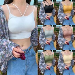 Women's Tanks Women Casual Solid Color Multicolor Camisole Push Up No Steel Ring Bra Vest Camisoles With Padding