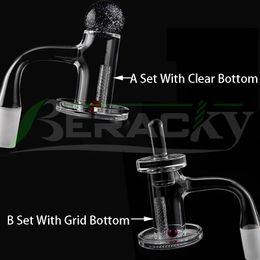 Beracky Accessories Full Weld Bevelled Edge Quartz Charmer Banger With Glass Marble Quartz Pill Ruby Terp Pearls 20mmOD Heady Blender Nails For Glass Bongs Dab Rigs