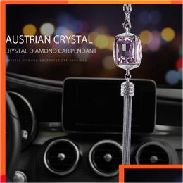 Other Interior Accessories Crystal Car Pendant Mobile Rearview Mirror Pink Hanging Ornaments Diamond Interior Accessories For Drop Del Dhfye