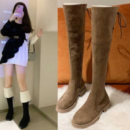 Boots 2021 Winter Plus Velet Women Over-the -knee Boots Platform Women's Warm Stocking Boots Casual Faux Suede Winter Snow Booties AA230412