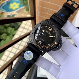 PANERI 시계 기계식 클리닝 팩토리 디자이너 럭셔리 남성 자동 시계 사파이어 미러 스위스 운동 크기 47mm 수입 고무 스트랩 스포츠 손목 시계 DLVA