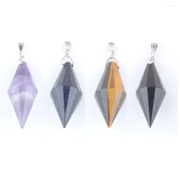 Pendant Necklaces Wholesale 4Pcs/Lot Natural Stone Pendants Fashion Jewellery Pyramid Beads Amethysts Blue Sand Opal Rose Quartzs Crystal