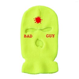 Cycling Caps Womens Mens Winter Sports Embroidered Letters Pattern Three Hole Hats Face Mask Knitted Ski Balaclava