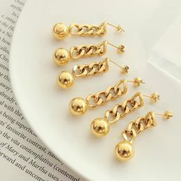 Dangle Earrings High Quality Women Chain Ball Shape Girl Stainless Steel Jewellery