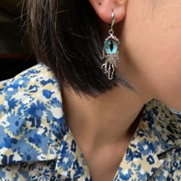 Hoop Earrings NCEE Halloween Blue Eye Beads Necklace Earring With Octopus Tail Charm Jewelry Y2K Clavicle Chain Choker