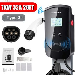 Electric Vehicle Accessories Artudatech 7KW 32A EV Charger Type 2 Home Electric Vehicle Charging Station Wallbox 28FT Car Accessories Q231113