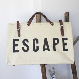 Shopping Bags Escape Canvas handbags Travel Large Capacity Stylish Luggage ing Duffel Letter Printing Weekend Handbags 230318