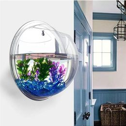 Aquariums Transparent acrylic hanging wall aquarium Plant Vase Flowers Grass Hangar Fish Tank Bowl Mini Home Decor Office Decoration 231113