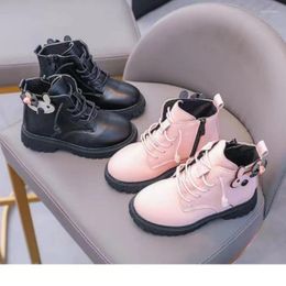 Boots Children's Short Spring And Autumn Girls' Anti Slip Fashion Single Boot Winter Plush Thickened Pink Cotton 2023