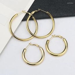 Hoop Earrings Korean Fashion Stainless Steel Large Hoops Gold Colour Prevent Allergy Big For Women Jewellery