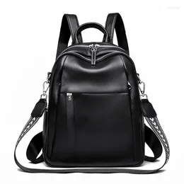 School Bags Genuine Leather Women's Backpack Fashion And Elegant Bag Soft Solid Zipper Comfortable For Ladies Designer