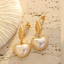 Stud Earrings Wholesale Sell 18k Gold Plated Fashion Stainless Steel Jewellery Water Drop Heart Shape Glass For Women