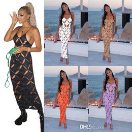 2022 Summer Dress Womens Long Party Dresses Designer Clothing Symmetrical Hollow Out Slim Fit Sexy onesies Skirt