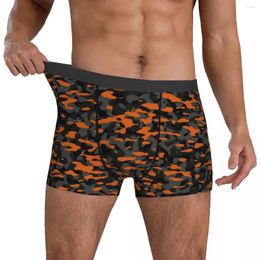 Underpants Camouflage Orange Underwear Military Green Colour Men Boxer Brief Funny Boxershorts Print Plus Size