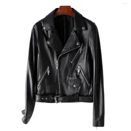 Women's Leather 2023 Spring And Autumn Fashion Sheepskin Genuine Jacket Motorcycle Style